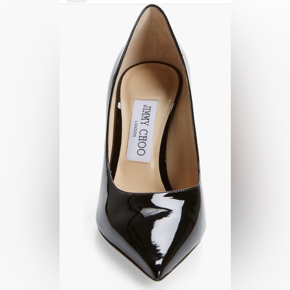 JIMMY CHOO Black Patent Leather Pumps with JC Emblem NWT | 8.5 US - Picture 7 of 15